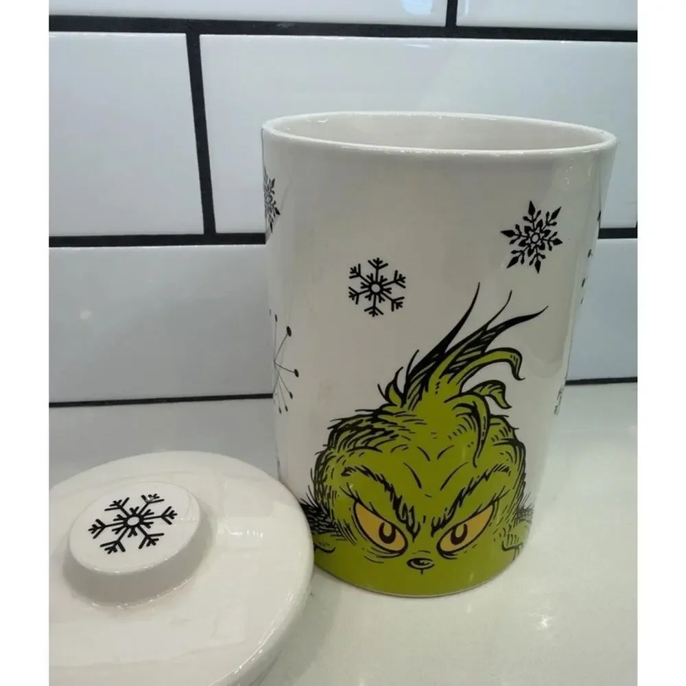 Dr. Seuss How the GRINCH Stole Christmas Ceramic Canister Cookie Jar NEW Set