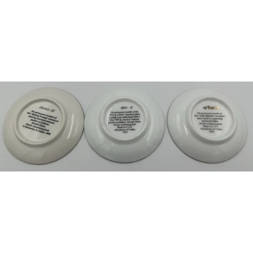 Vintage set of 3 miniature numbered collectors' plates by painter Donald Zolan