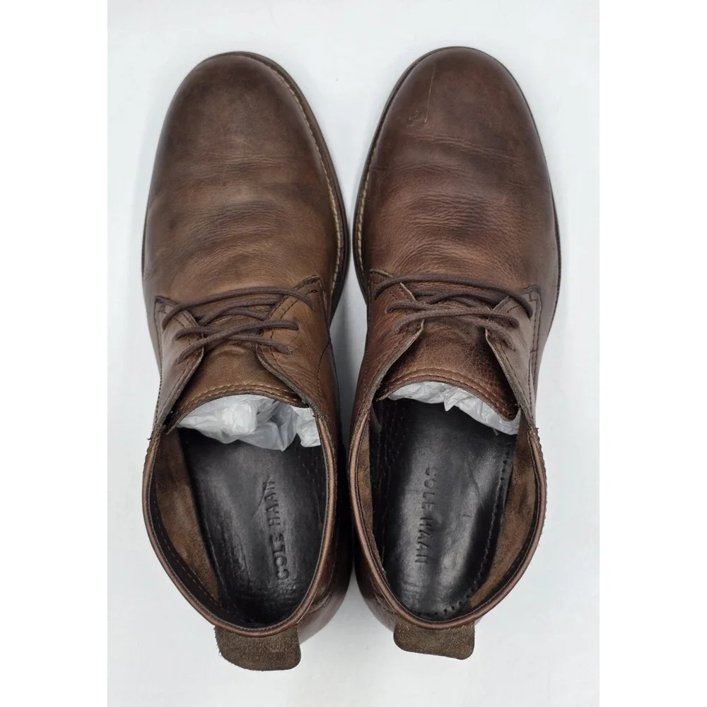 Cole Haan York Chukka Boots Mens 11.5M Brown Distressed Leather C11847