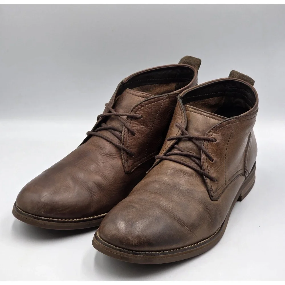 Cole Haan York Chukka Boots Mens 11.5M Brown Distressed Leather C11847