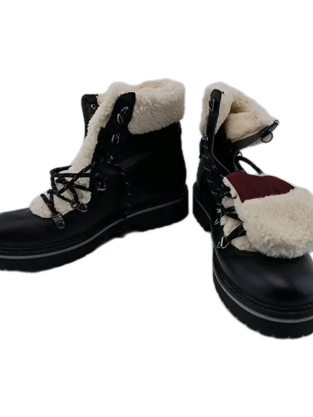 Tommy Hilfiger Mens 9.5 Winter Boots Black Faux Fur