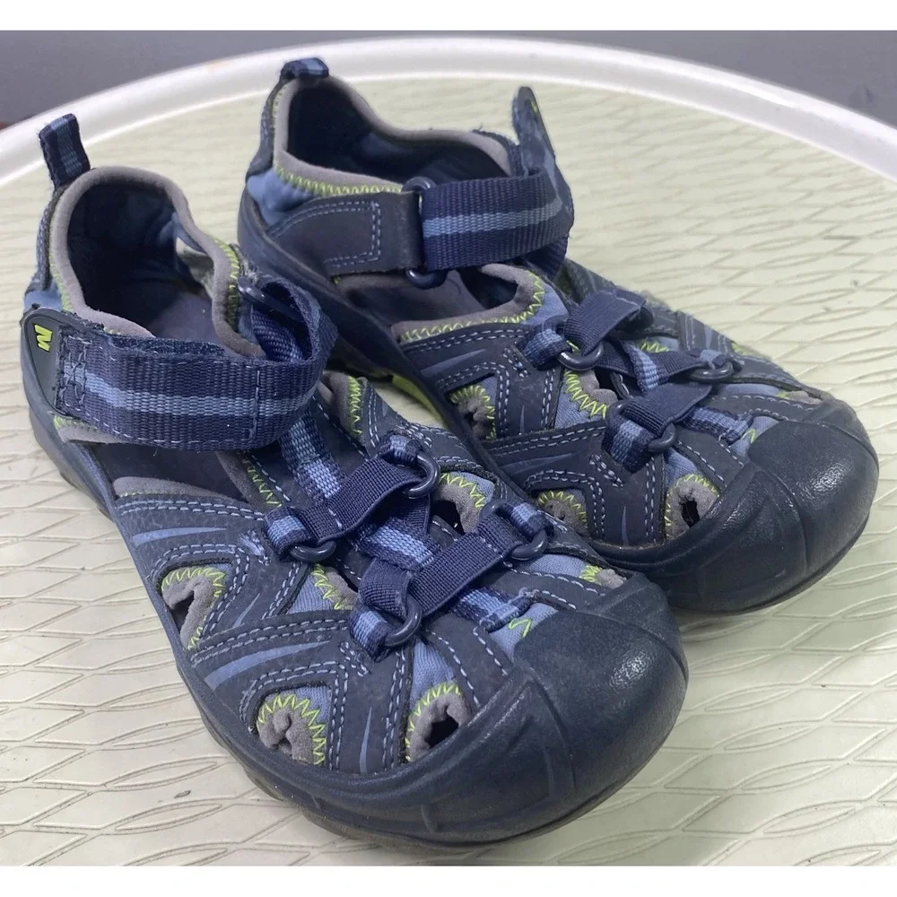 Merrell Hydro Hiker Kids Leather Hiking Shoes Childs Water Pool Sandals Blue 13