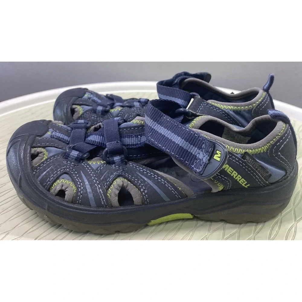 Merrell Hydro Hiker Kids Leather Hiking Shoes Childs Water Pool Sandals Blue 13
