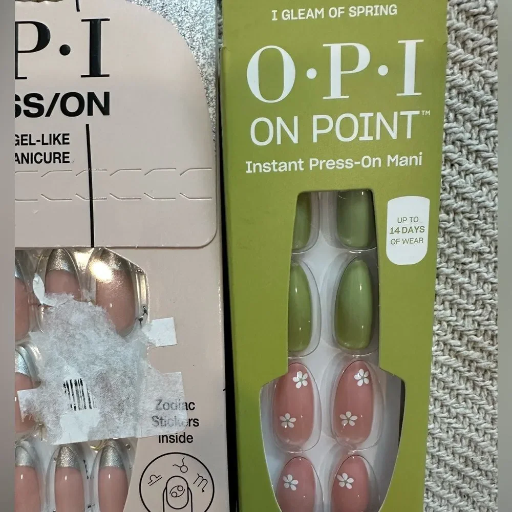 OPI Press On Manicure Nail Sets 2 Pack Pink French Green