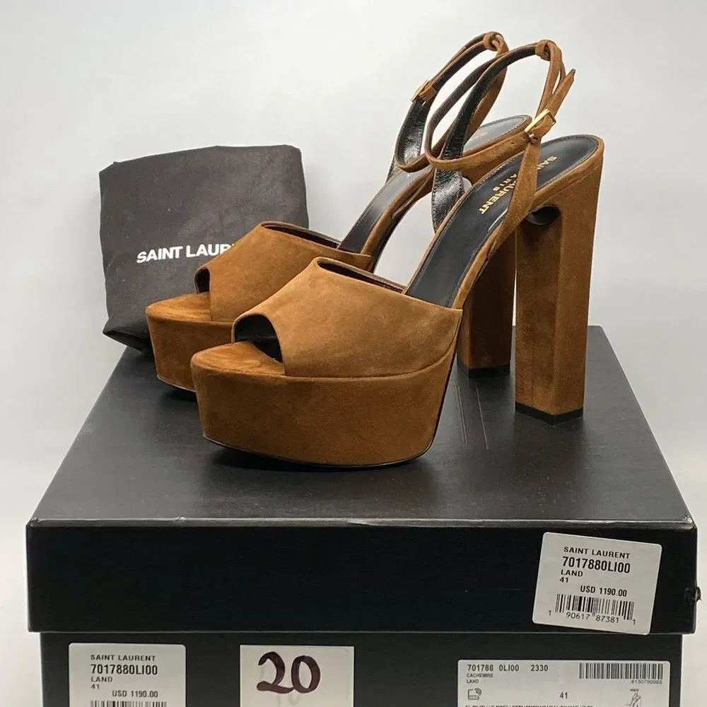 Saint Laurent Jodie Platform Sandals in Suede size 41