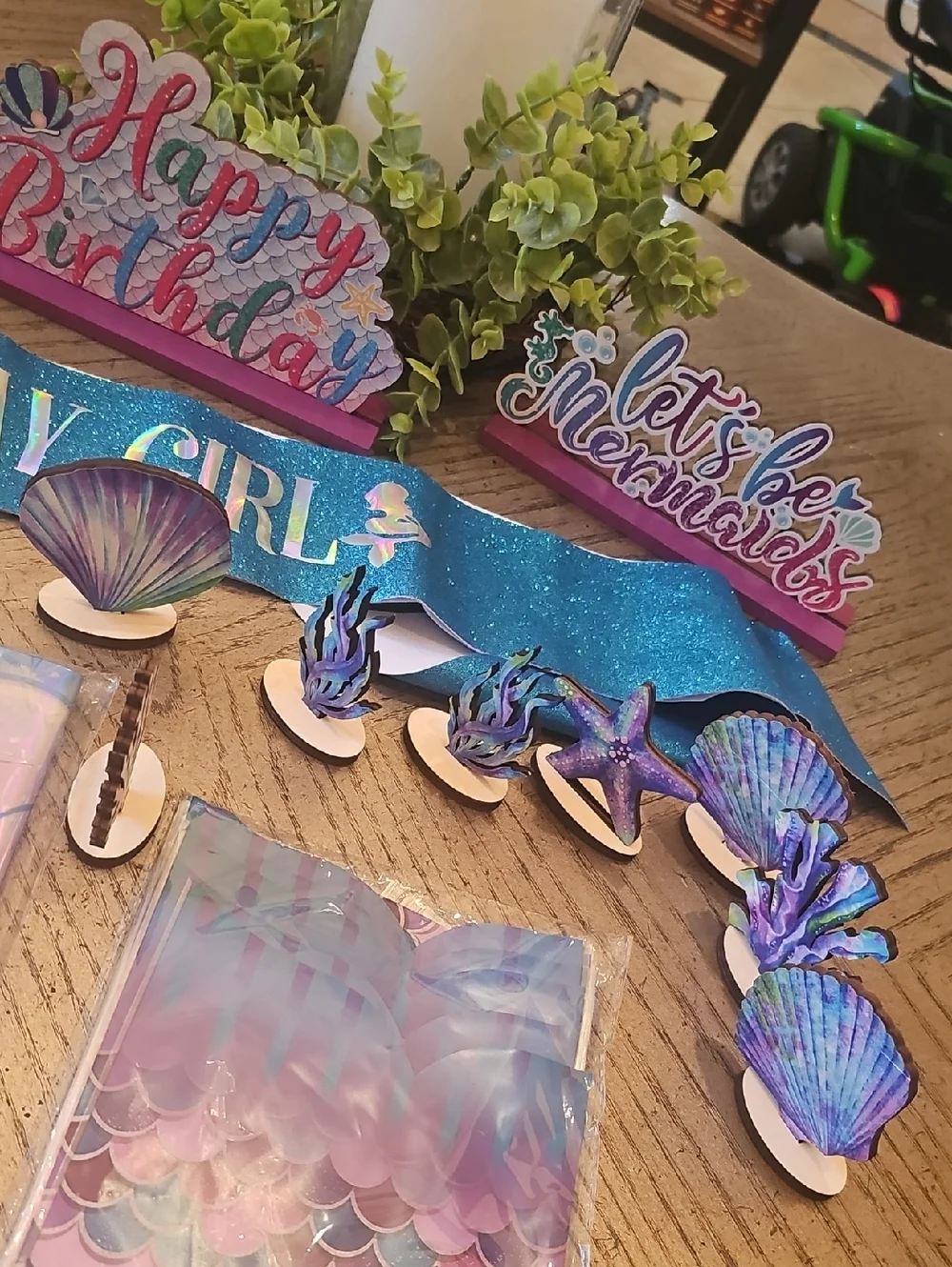 Mermaid Birthday Party Decorations Set - Blue Purple Iridescent