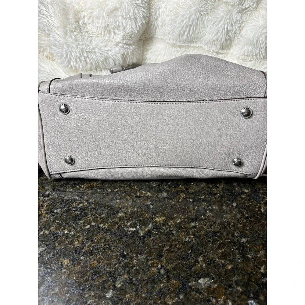 Michael Kors Satchel Shoulder Bag Womens Medium Gray Pebbled Leather MK