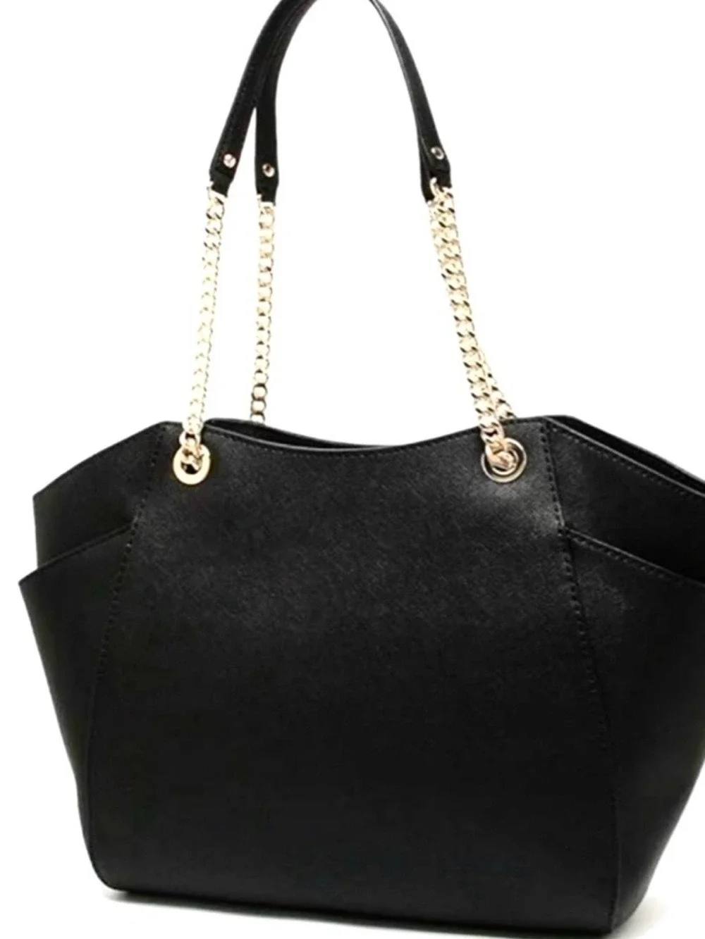 Michael Kors Jet Set East West Tote Bag - Black Saffiano Leather - Gold Hardware