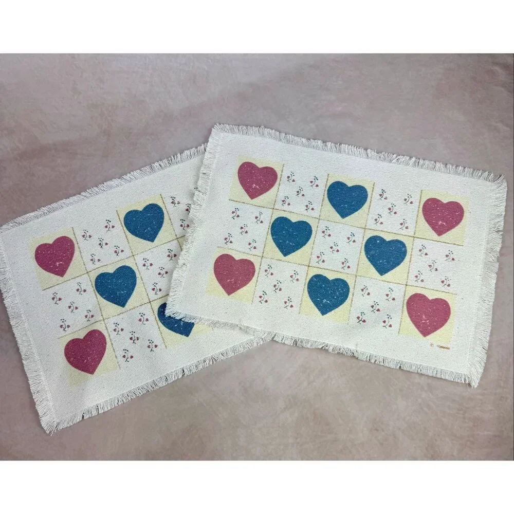 Vintage Cottagecore Heart Placemats Set of 2