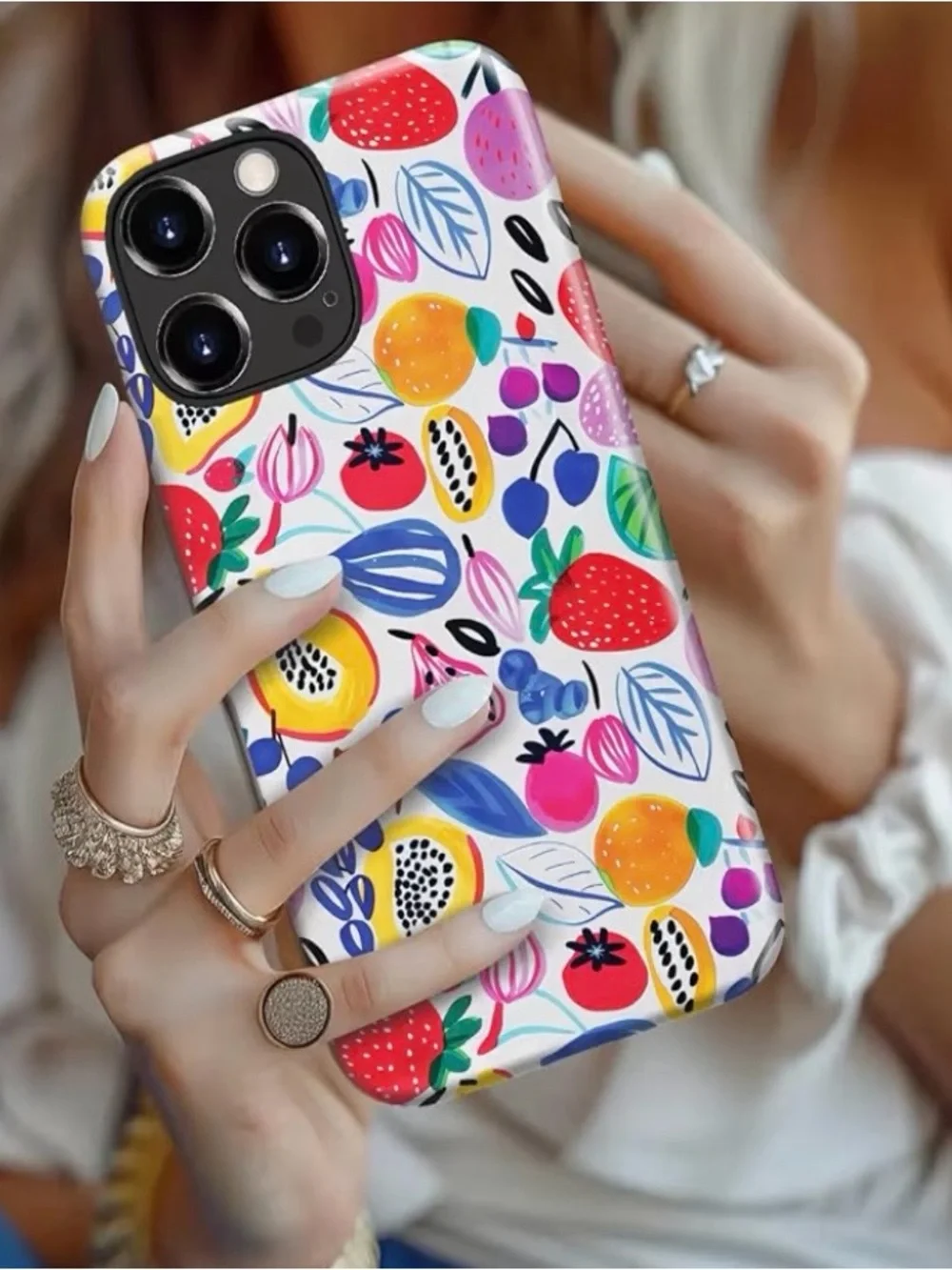 Fruity Delight iPhone 16 Pro Case Cute Hard Shell + Silicone Cover Protective