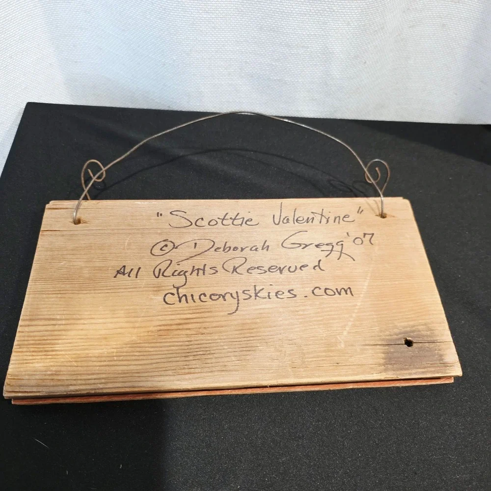 Handcrafted Scottie Valentine Terrier Dog Art Sign Plaque Wood Home Decor Rustic