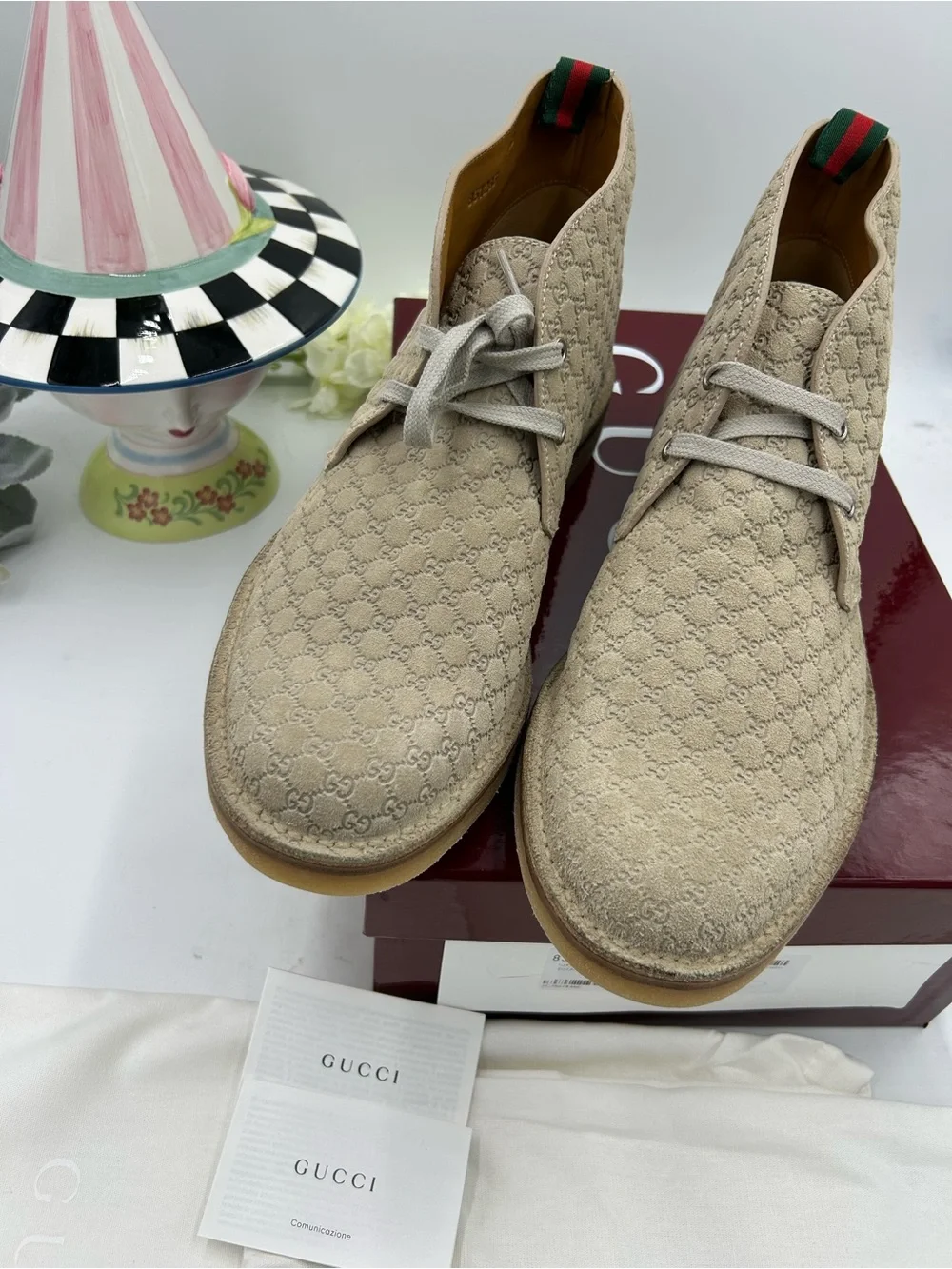 Men's Gucci suede GG embossed desert boots size 12 made in Italy