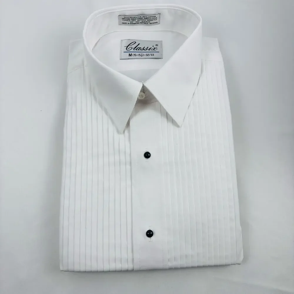 NWT Classix Men White Shirt w Black Buttons Tuxedo Formal Wear 3XL 19-19.5 38/39