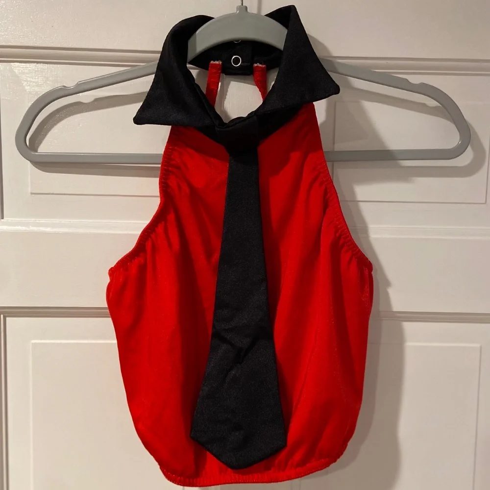 Kellé Red Sleeveless Top with Black Tie & Strappy Back – child large