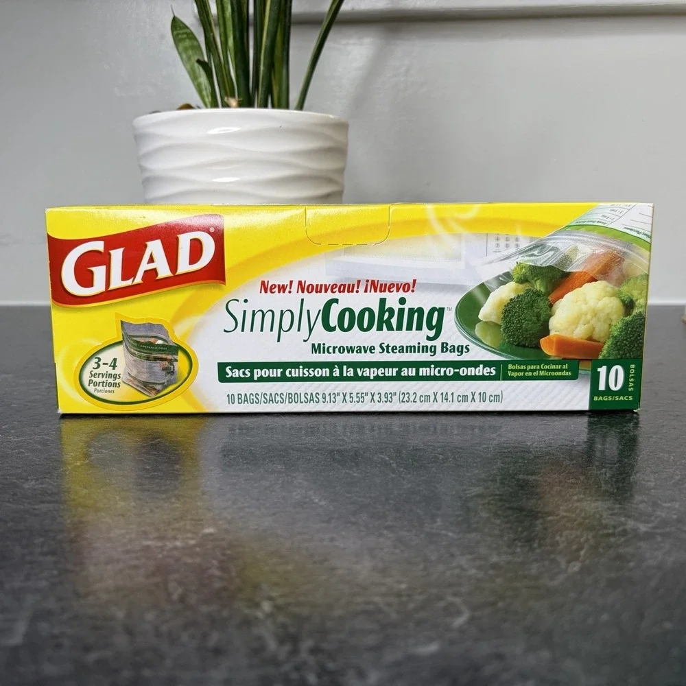 NEW Box of 10 Glad Simply Cooking Microwave Cooking Steaming Bags Discontinued