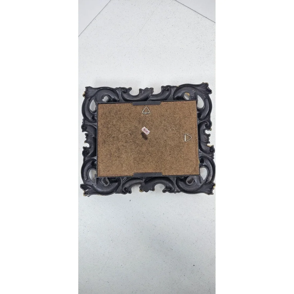 VTG Syroco Style Ornate Picture Frame Burgundy Gold Hollywood Regency 5 x 3.25