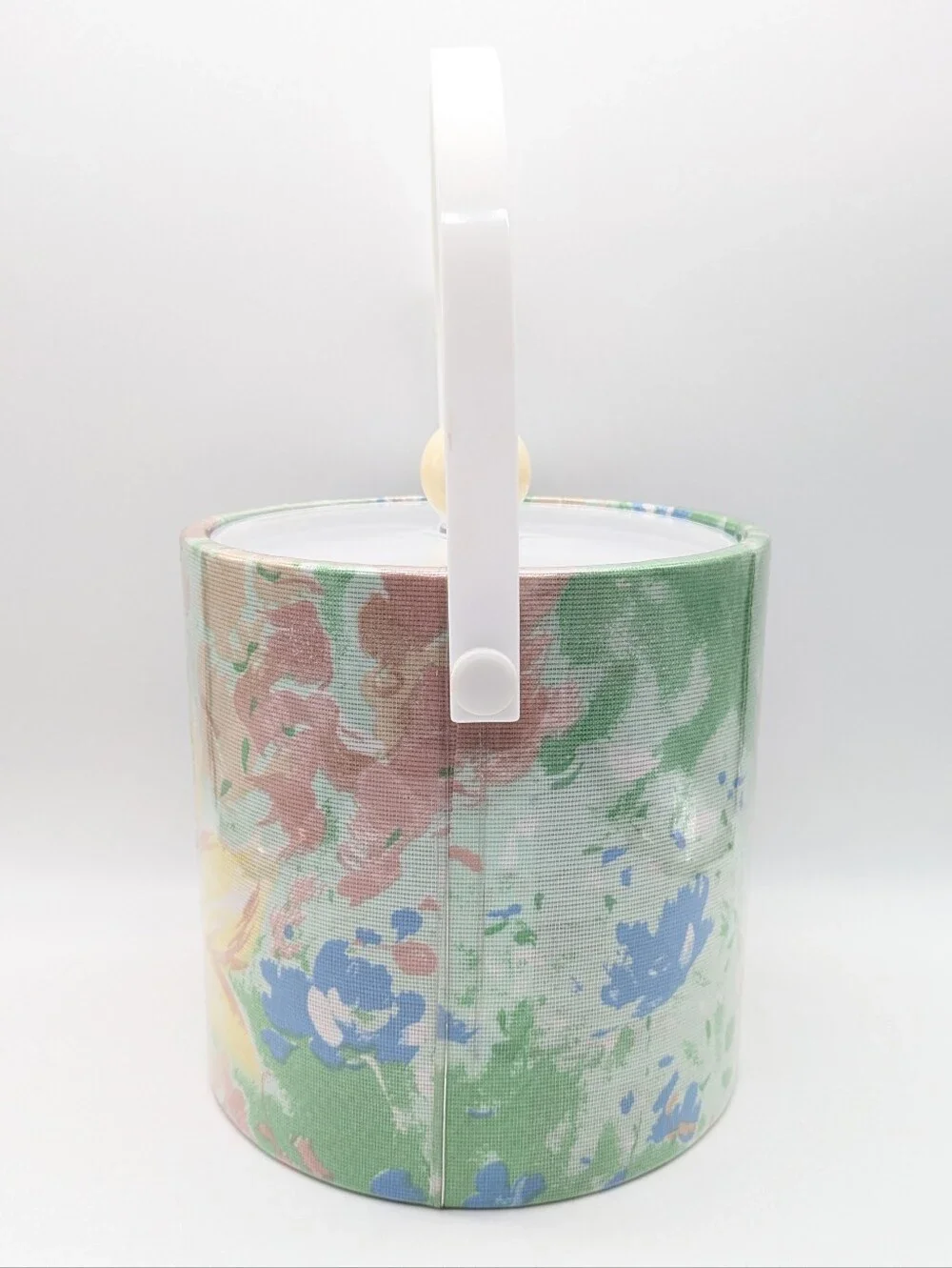 Vintage Elegance By Kraftware Pastel Floral Wooden Knob Ice Bucket