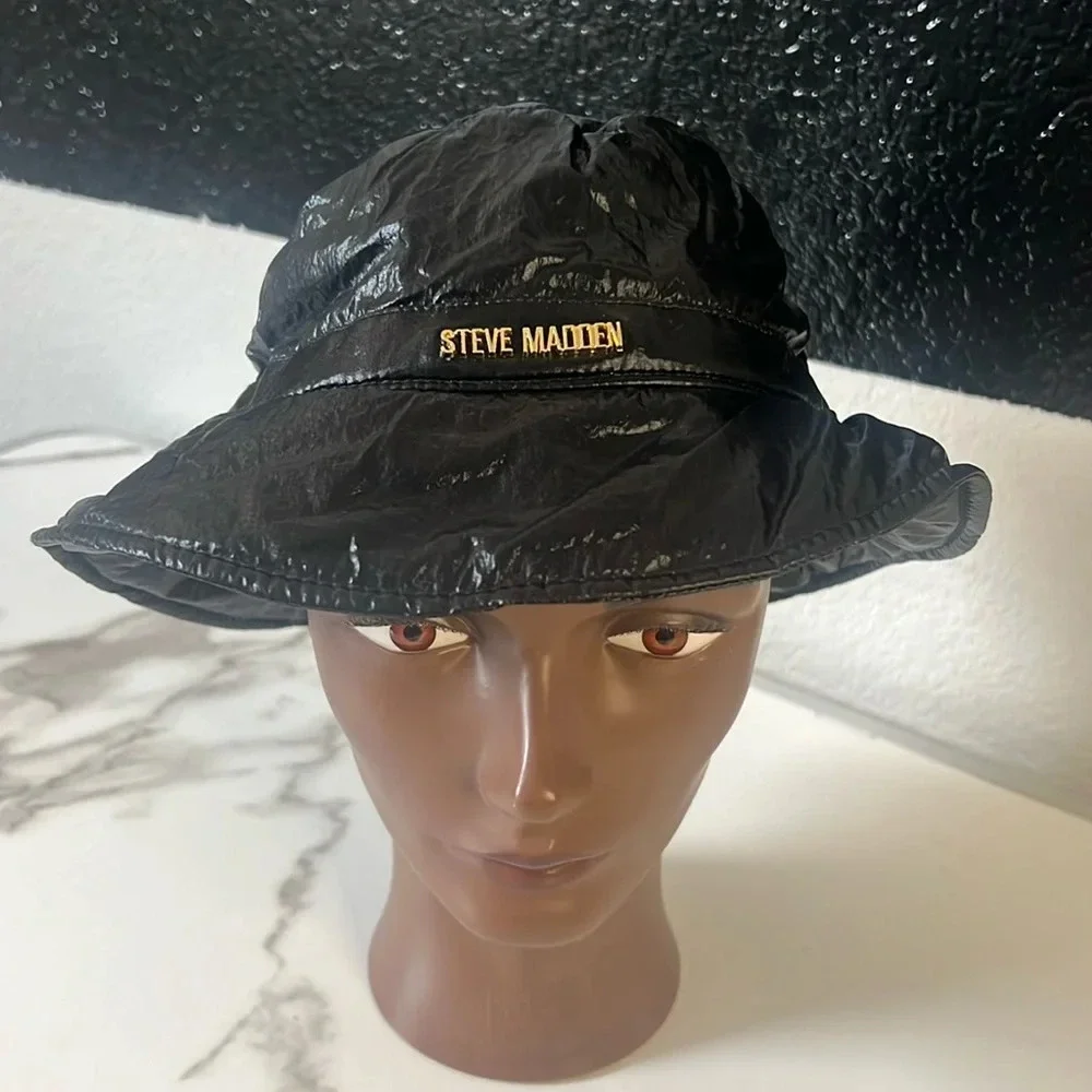 Youth Steven Madden faux leather look vinyl bucket‎ hat in black  Unisex