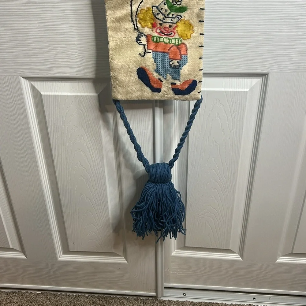 Vintage Needlepoint Cross-stitch Colorful‎ Clown Growth Chart Clowns Grow Kids