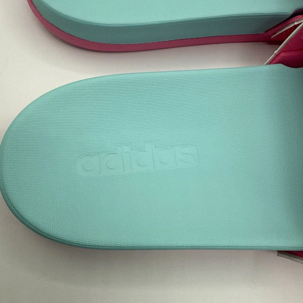 Adidas Messi Slides Men's Size 11 Sandals Pink Blue Adilette Comfort‎ JR6326