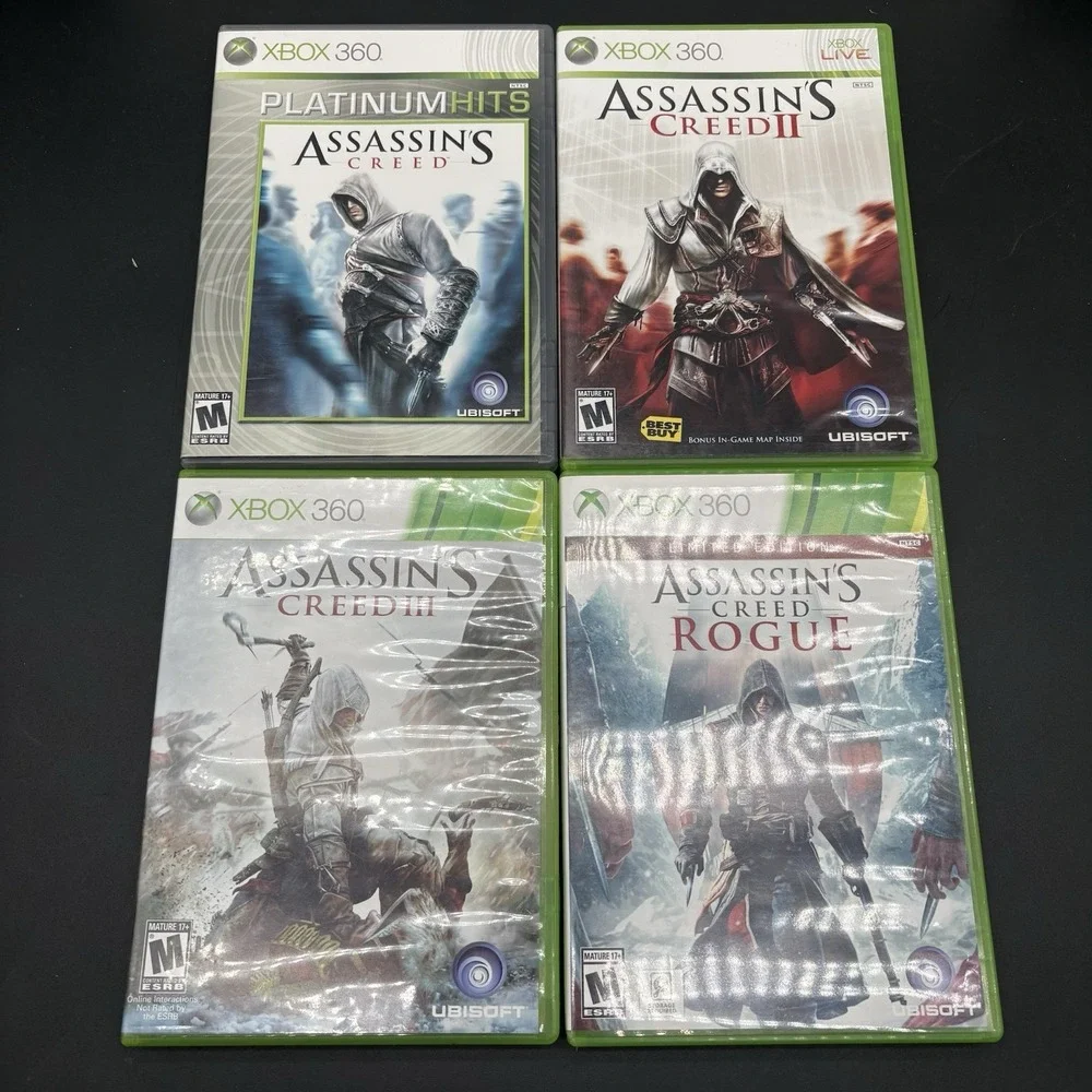 Assassin's Creed I II III Rogue Xbox 360 Lot CIB Platinum Hits Limited Edition