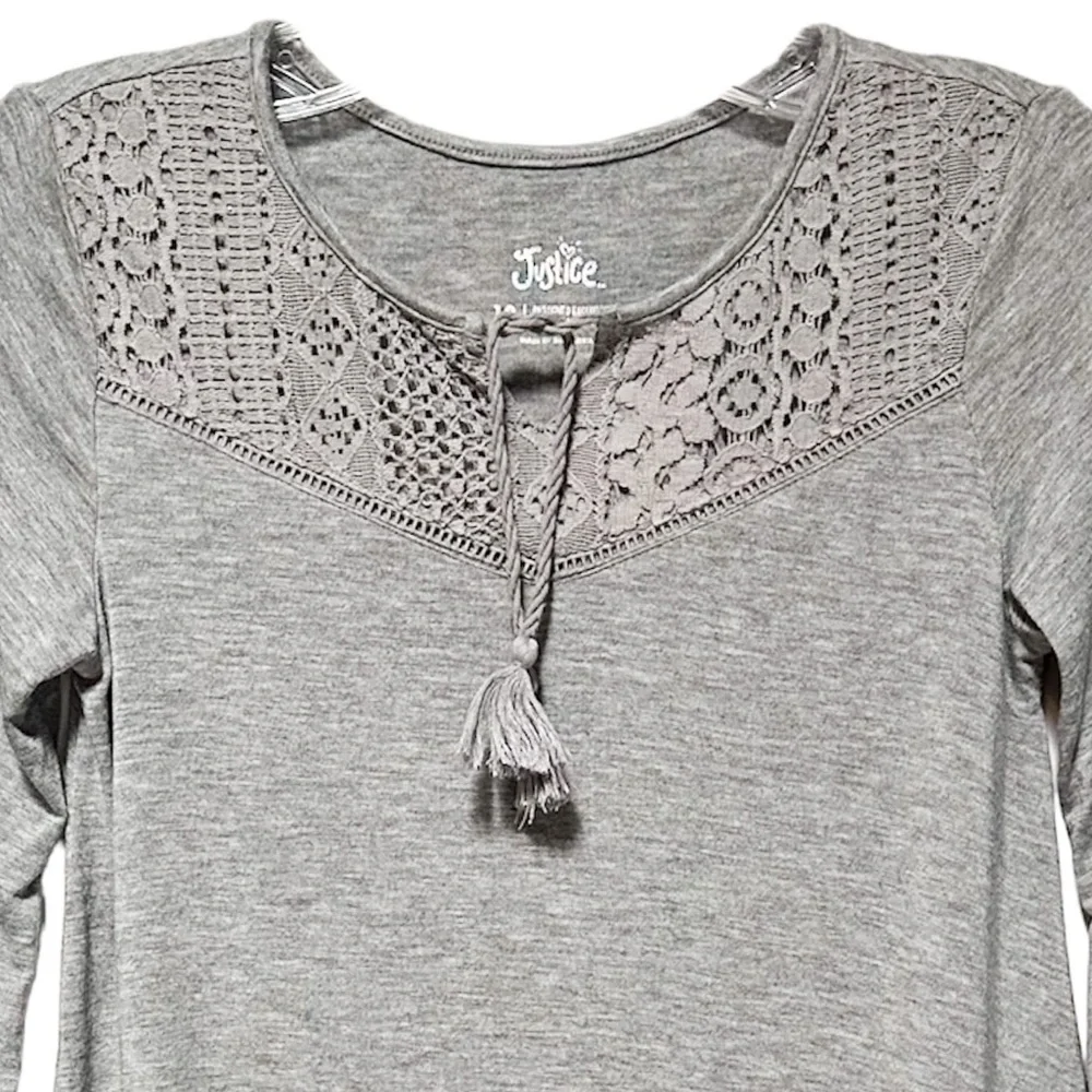 Justice Tassel Tie Neck Swing Jersey Top