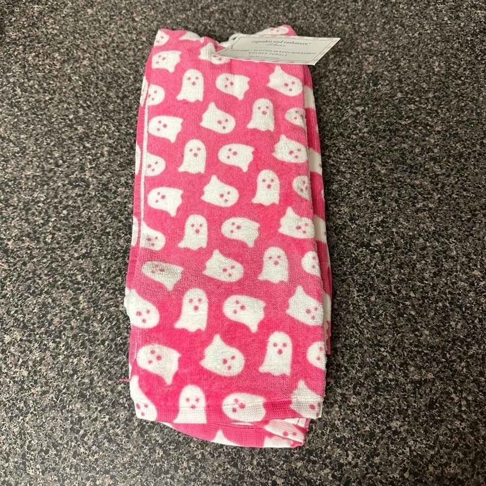 Cupcakes and Cashmere Pink Ghost Hand Towels