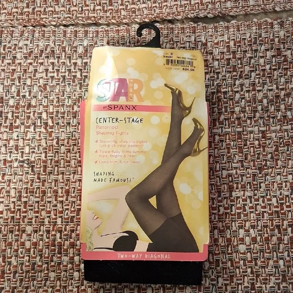 Star By Spanx Blackdrop Black Two Way Diagonal Center Stage Patterned Shaping Ti