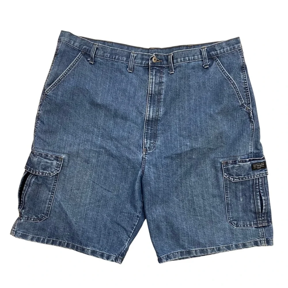 Wrangler Mens Denim Cargo Shorts Blue Relaxed Fit‎ Size 44