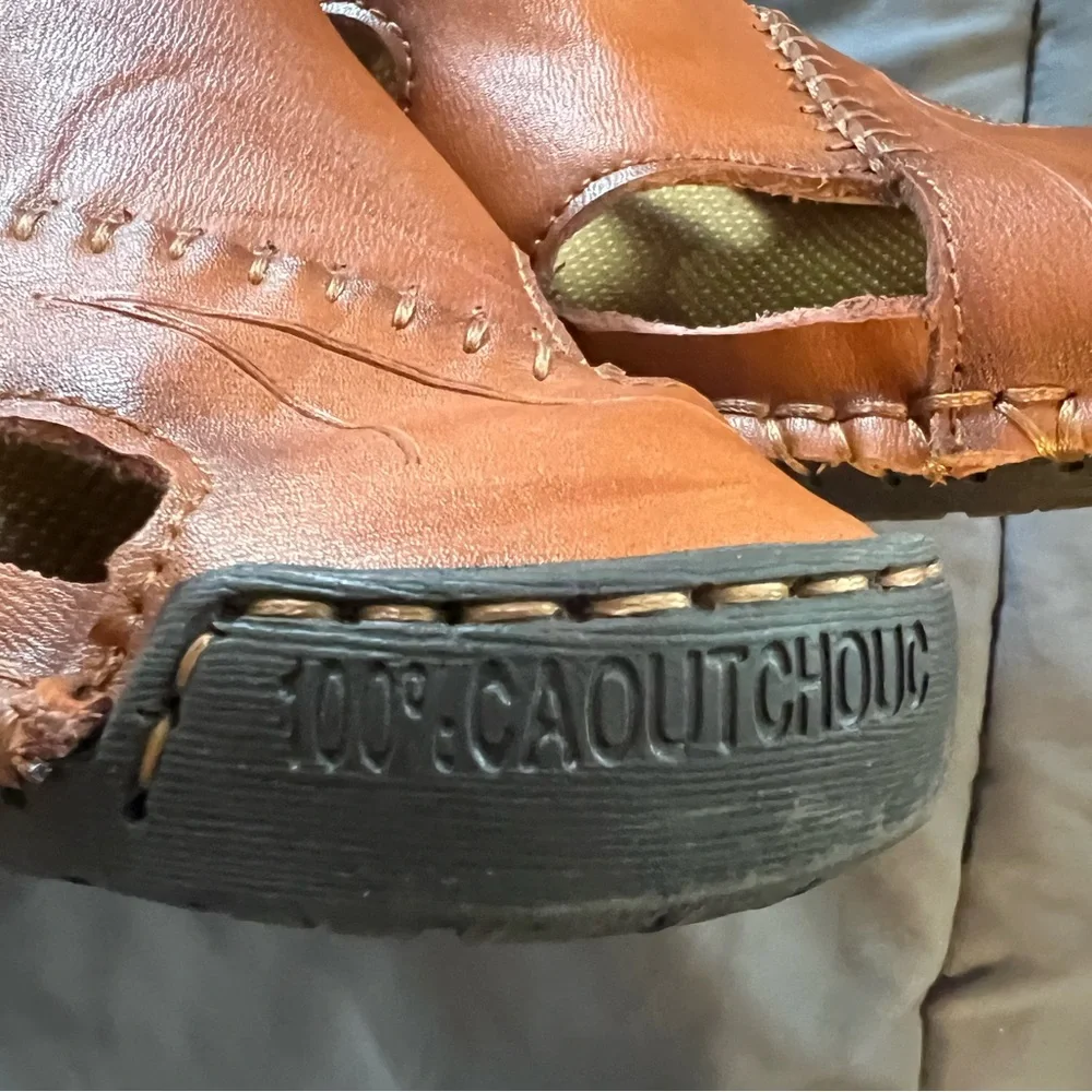 HSY Fashion Men's 100% Caoutchouc Leather Closed Toe Sandal‎ Brown Size 40 US 7