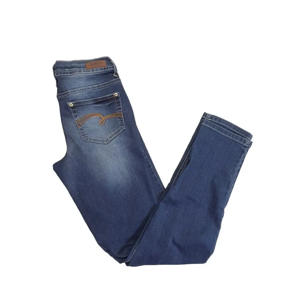 Justice Premium‎ Girls Denim Blue Jeans Simply Low Super Skinny Size 14R