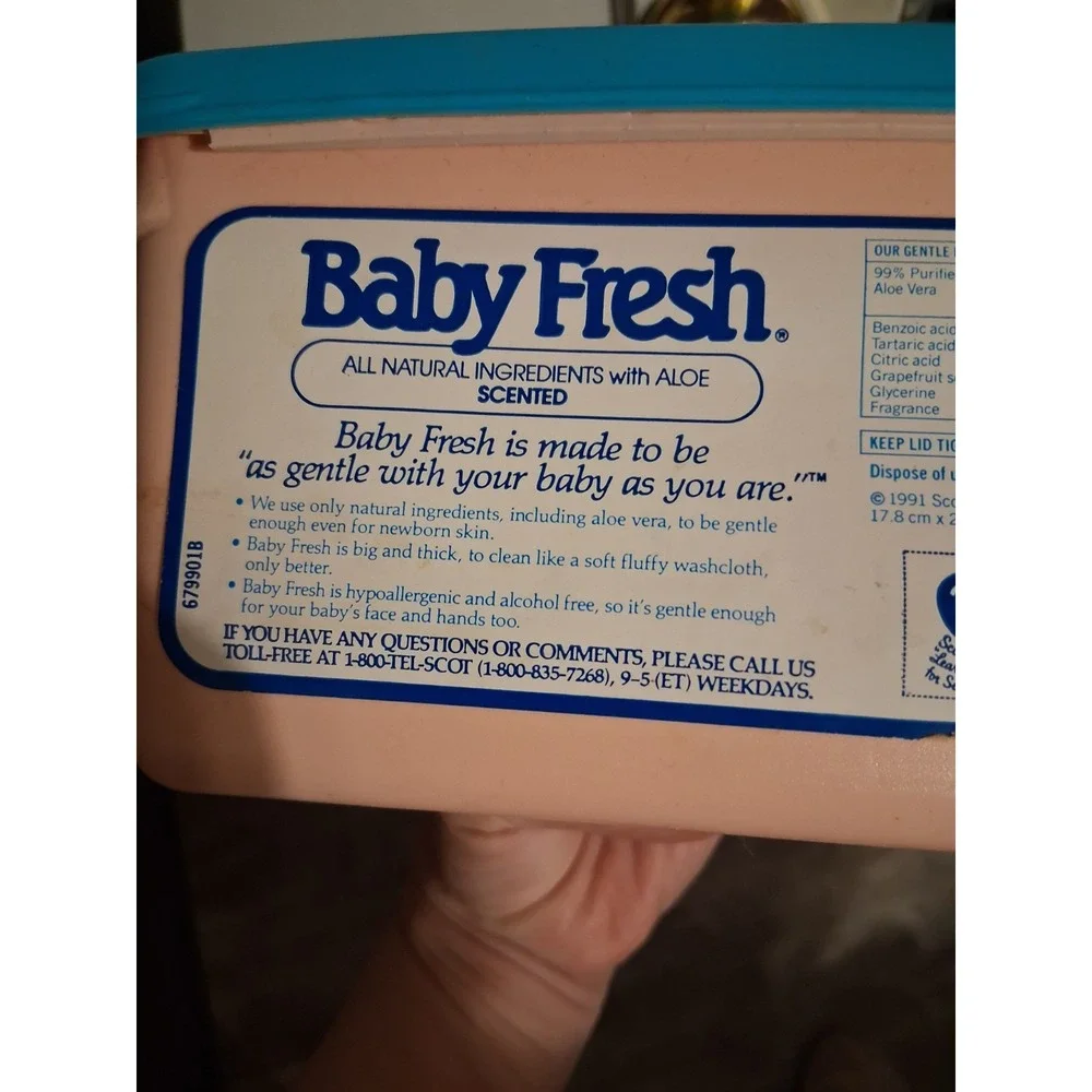 Vintage Baby Wipes Container Tub 90s Pink Blue Baby Fresh Scott RARE‎ HTF