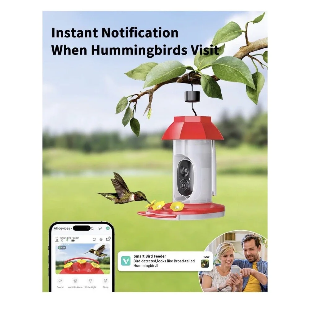 HARYMOR G10 Smart Hummingbird Feeder with Camera Solar Powered, AI Identify