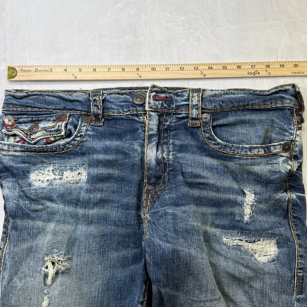 True Religion Ricky Relaxed Straight Jeans‎ Mens 38 Distressed Flap Pocket