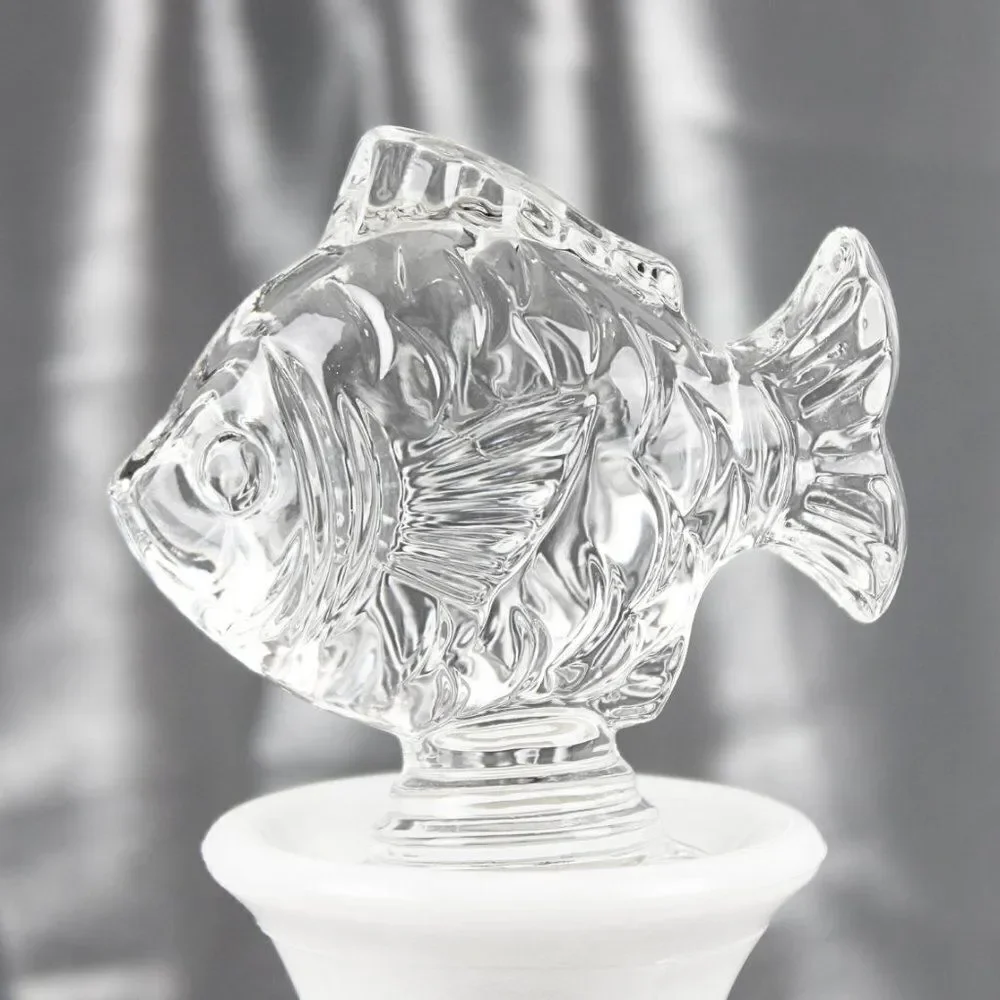 Crystal Fish Wine Bottle Stopper Mikasa Natures Catch Heavy Lead Crystal 5.25