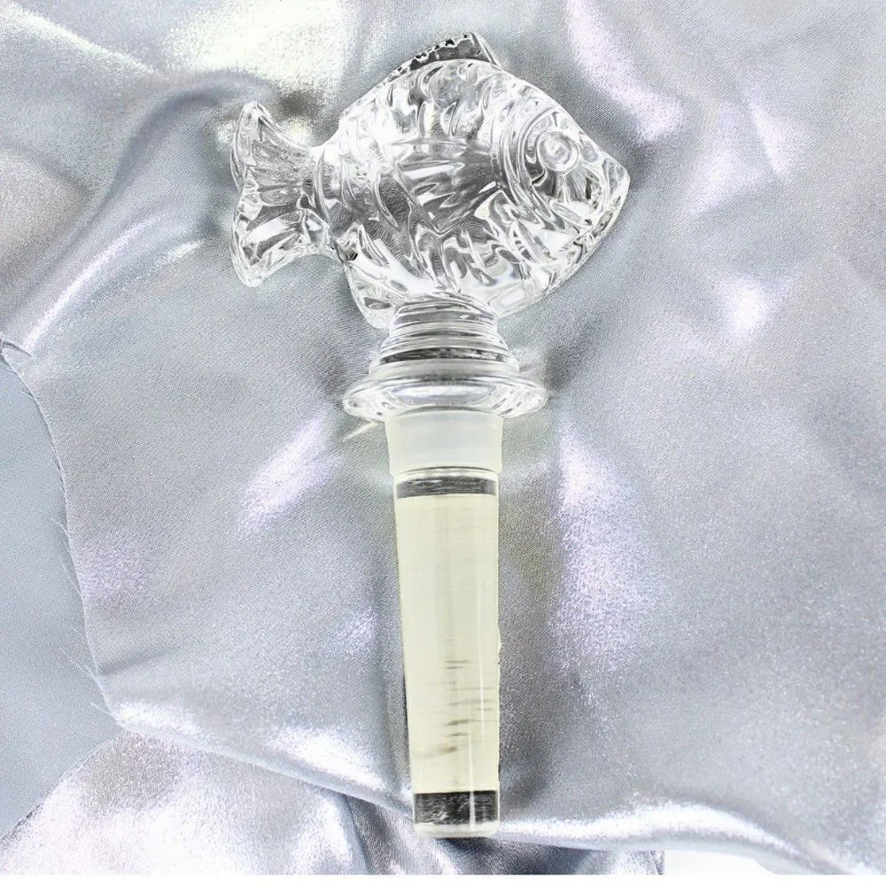 Crystal Fish Wine Bottle Stopper Mikasa Natures Catch Heavy Lead Crystal 5.25