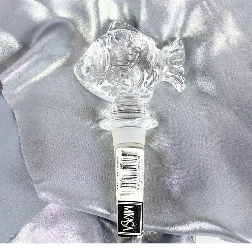 Crystal Fish Wine Bottle Stopper Mikasa Natures Catch Heavy Lead Crystal 5.25