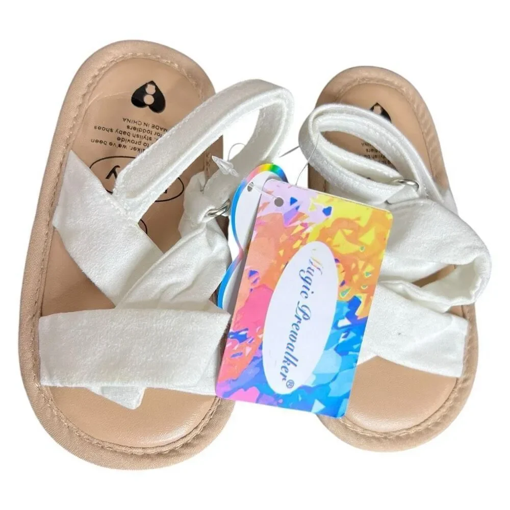 NEW Magic Prewalker Baby Sandals White Size 3 Soft Sole Toddler Shoes