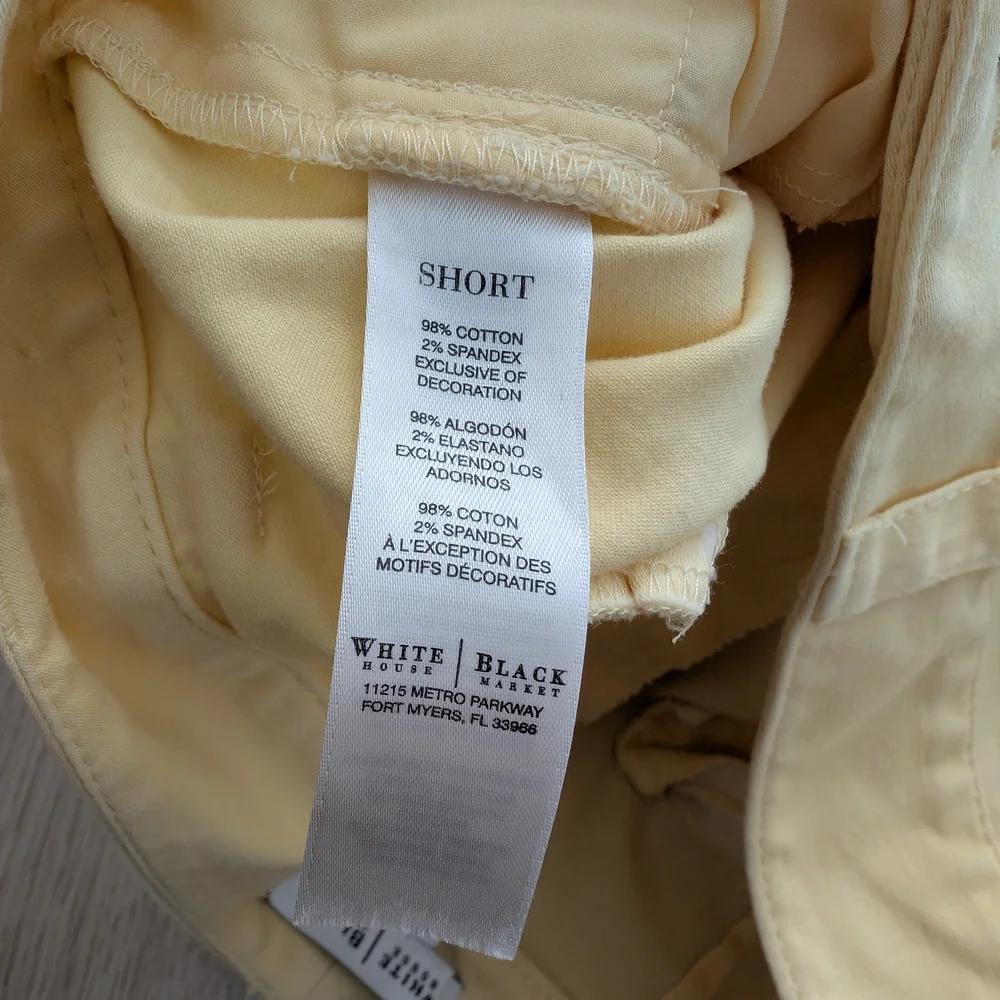 White House Black Market Pale Yellow Mid Rise Cotton Shorts