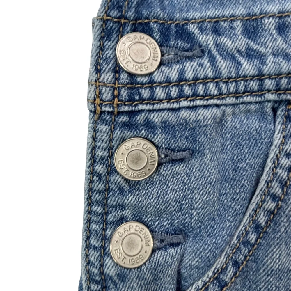 Gap Kids Denim Overalls Shorts Girls XXL Ripped Distressed Light Wash