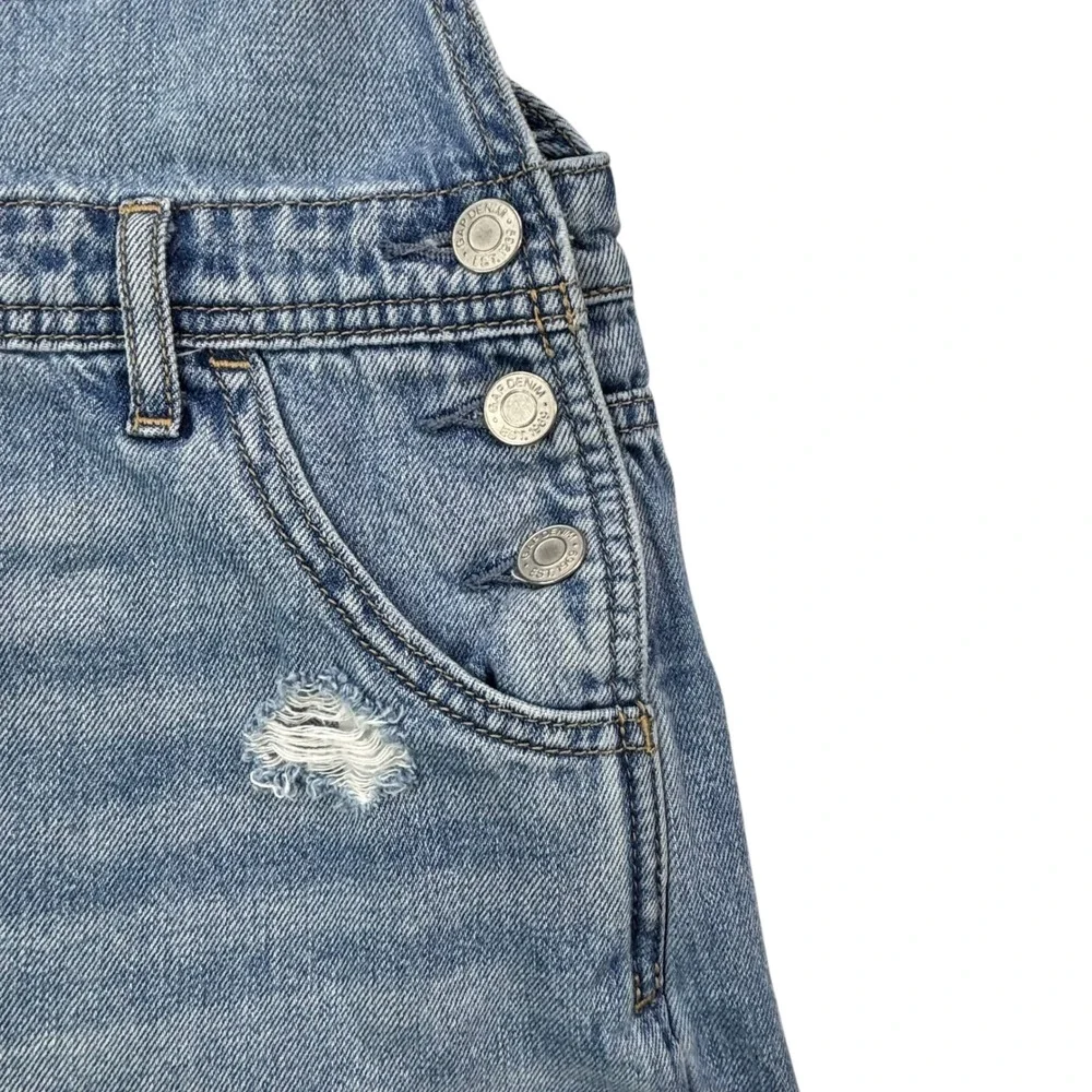 Gap Kids Denim Overalls Shorts Girls XXL Ripped Distressed Light Wash