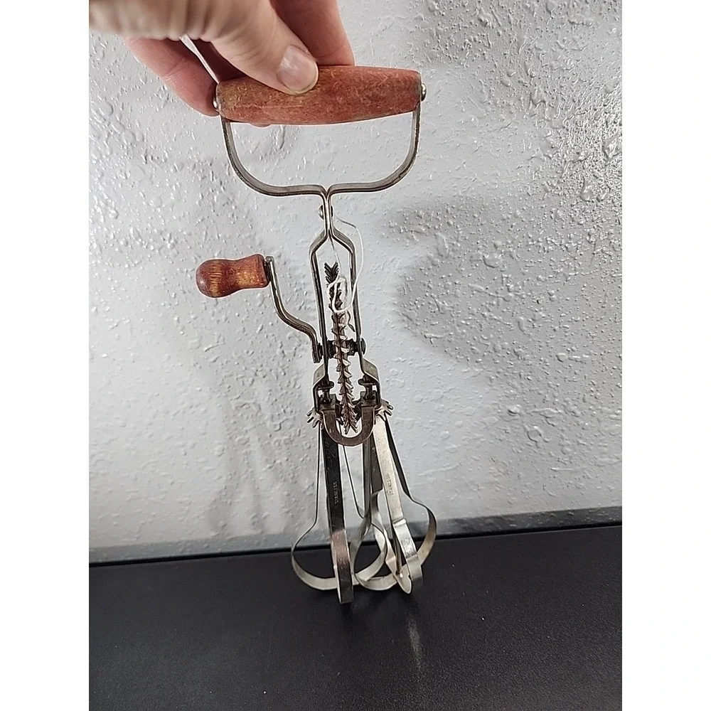 Antique Vintage‎ Favorite Stainless Steel Hand Mixer Metal with Wooden Handle