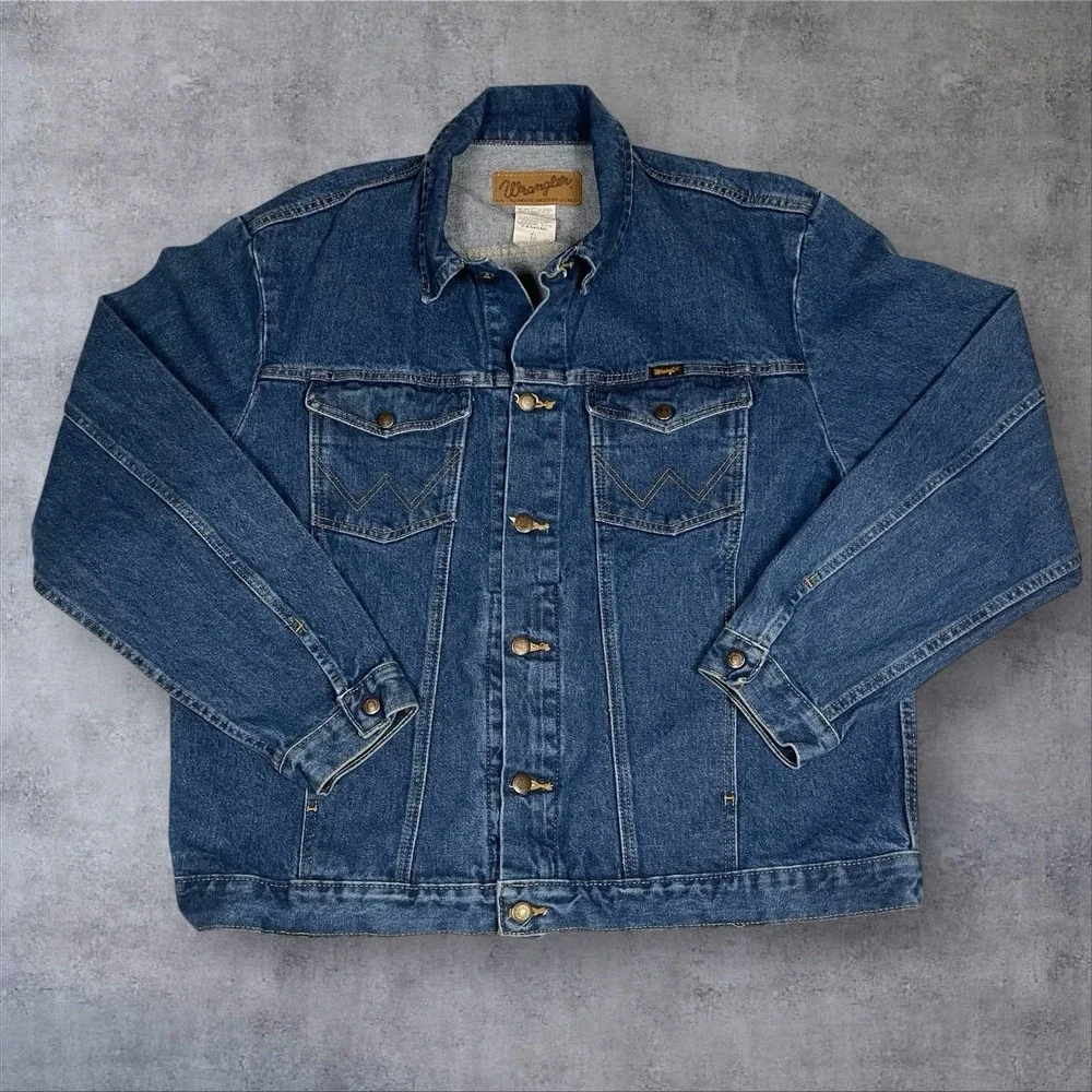 Wrangler Denim Trucker Jacket Mens XL Unlined‎ Western Rodeo Ranch Rodeo