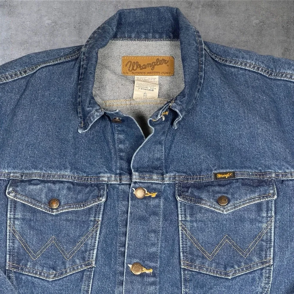 Wrangler Denim Trucker Jacket Mens XL Unlined‎ Western Rodeo Ranch Rodeo