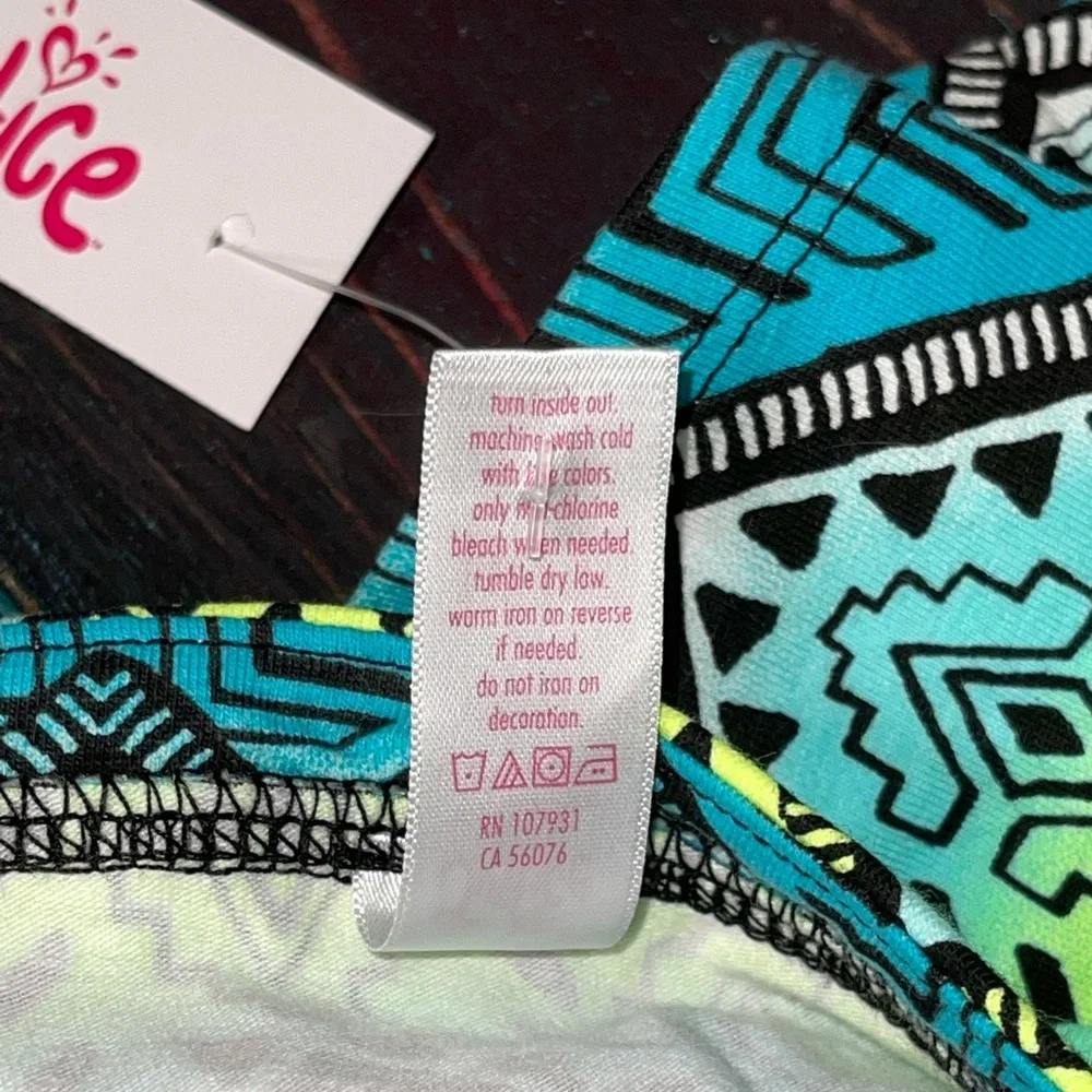Spaghetti straps summer dress Justice‎ Neon geometric pattern dress size 18/20