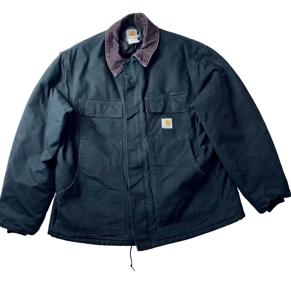 Carhartt Mens Work Chore Coat Jacket Black‎ C03 BLK Regular Lined Size 46
