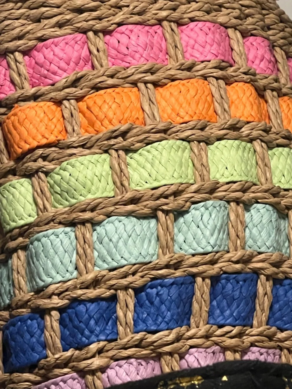 Multicolor Straw Woven Tote Bag Tassel Beach Summer Boho Pastel NWOT