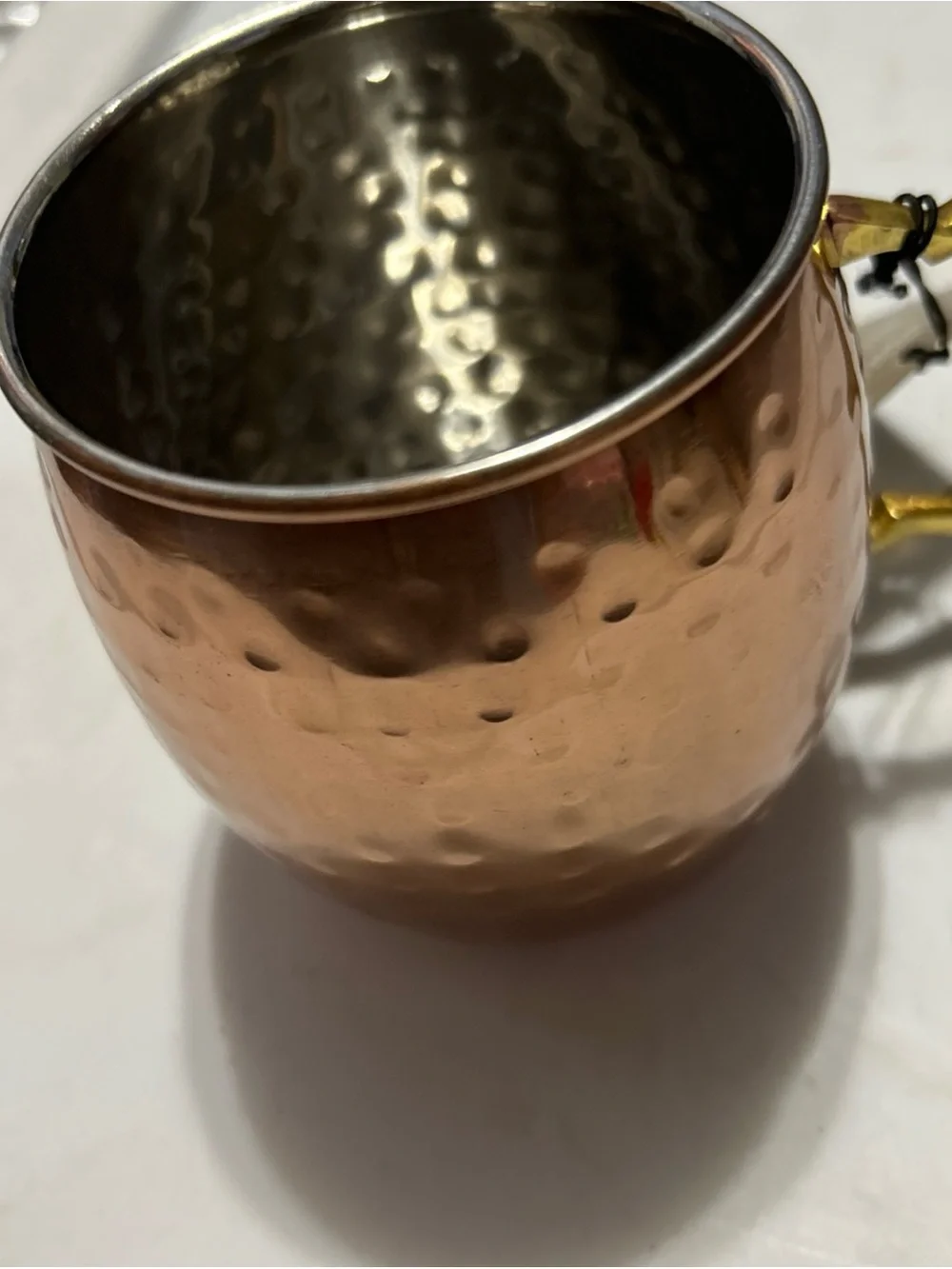 Pier 1 Copper Hammered Moscow Mule Mug with Gold Handle