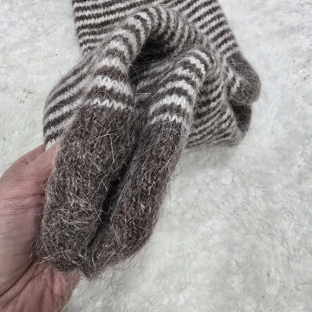 Handmade Goat Down Socks, 100% OrganicWarm Winter Wool Socks, Hand‎ Knitted