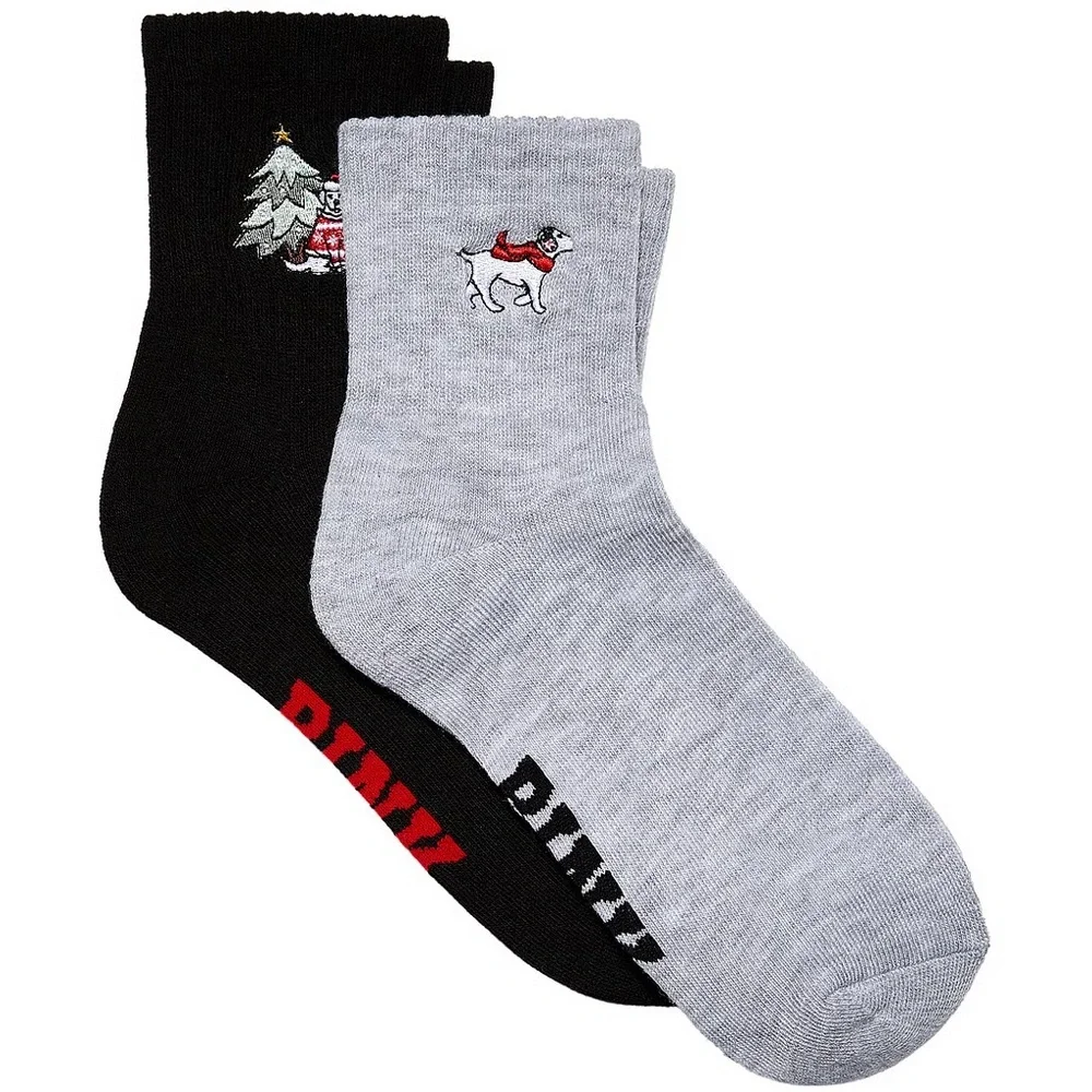 Victoria's Secret PINK Pack of 2 Quarter Socks Christmas Tree & Dog NWT